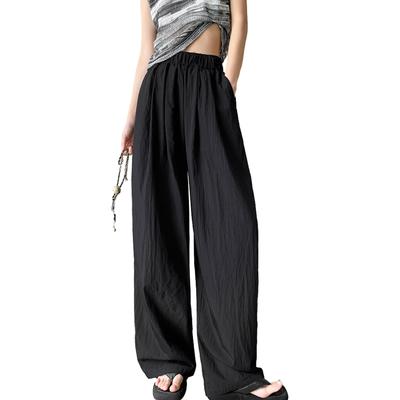 ORWZDCO Wide Leg Elastic Loose Solid Perfect for and Fall Women's Pants, Long, High-Waisted, Waist, Pockets, Casual, Fit, Slimming, Flattering,