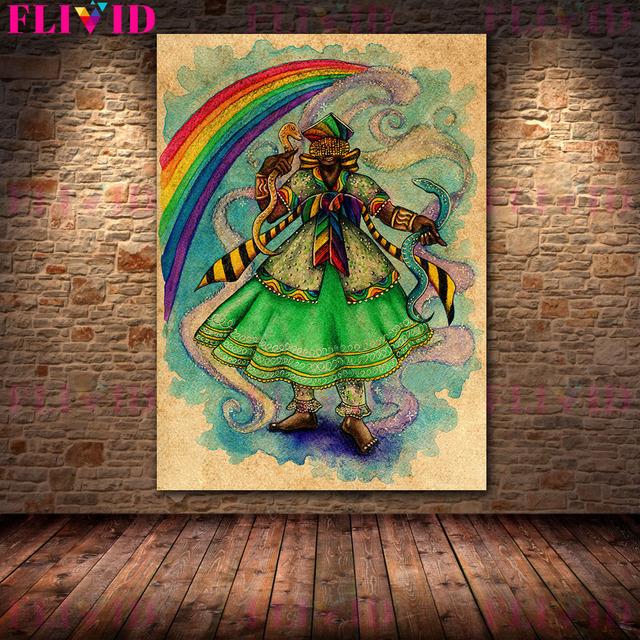 Poster e Stampa Artistica di Evil Wonderland e Strega dello Zodiaco Tramonto Unicorno e Strega che Prepara Vintage