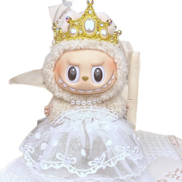 17cm Labubu Doll Formal Wedding Attire: Silicone Couple Dress & Suit