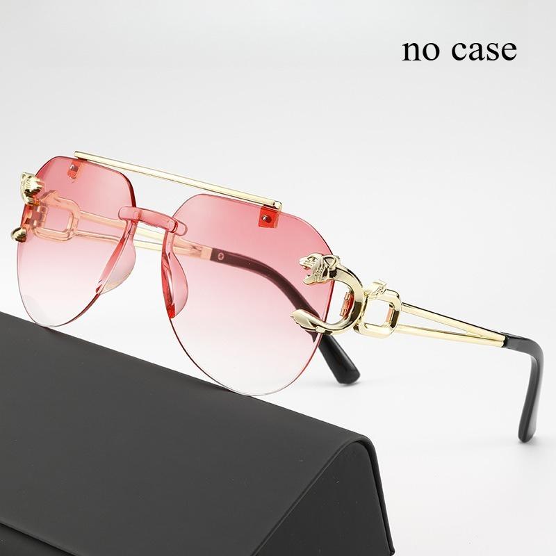 High-end, Stylish Unframed Double-beam Anti-glare Sunglasses with Lion and Tiger Mirror Frames for A Bold, High-impact Look