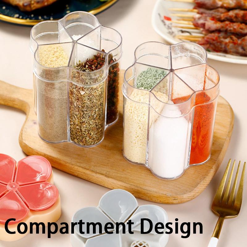 Creative 5 In 1 Seasoning Jar Household Moisture-Proof Spice Rack Outdoor Camping Seasoning Bottle Kitchen Gadget