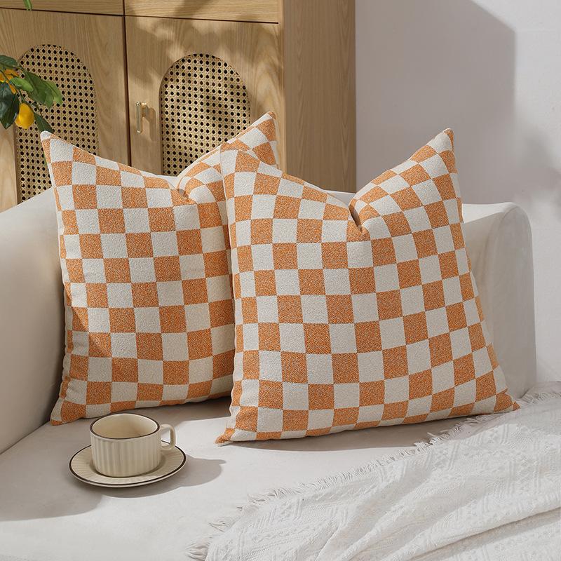 New Checkerboard Grid Single-sided Pillow Cushion Cover Geometric Simple Pillow Cover