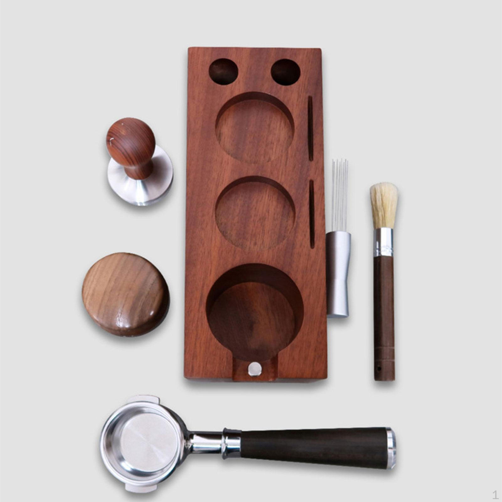 

Элегантная деревянная подставка для темпера для эспрессо с ящиком для хранения 58mm