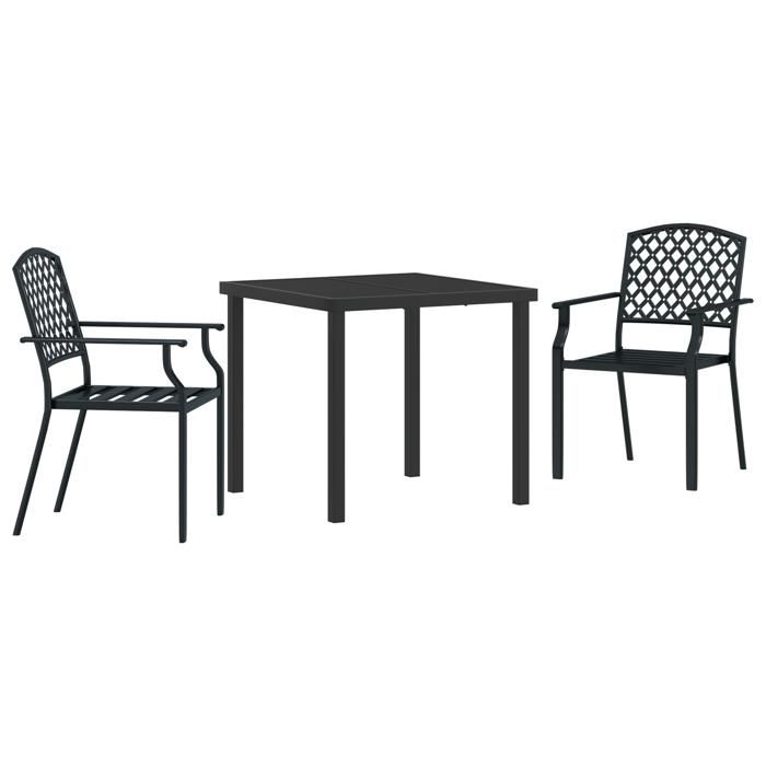 VidaXL Ensemble de salle à manger de jardin 3 pièces en acier anthracite 3379303
