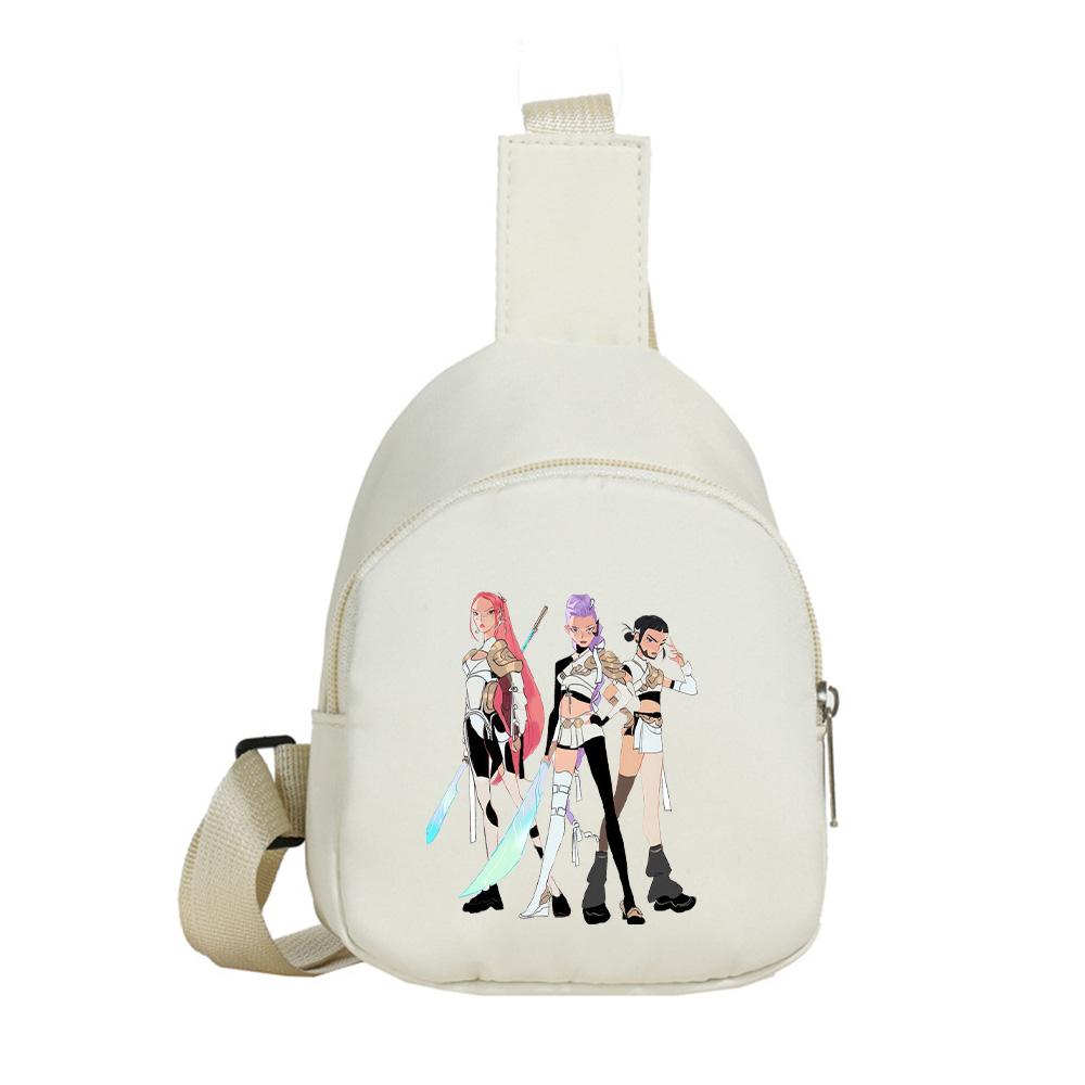 Borsello petto stampato Anime Cartoon K-Pop Demon Hunters Kawaii per Ragazzo Ragazza Borsa a spalla Studente Borsa a tracolla portatile Borsa petto di Natale Regalo per bambino