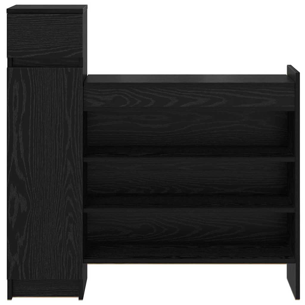 Shoe Cabinet with Shelf Black Oak Effect 100.5 x 28 x 100 cm