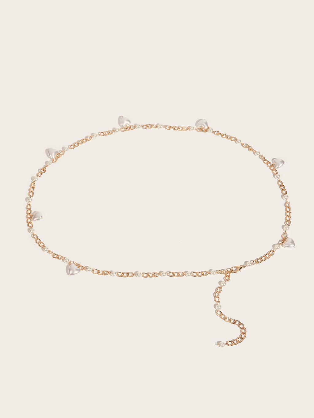 

Искусственное сердце Модная жемчужная цепочка на талию с металлом для летней женской вечеринки