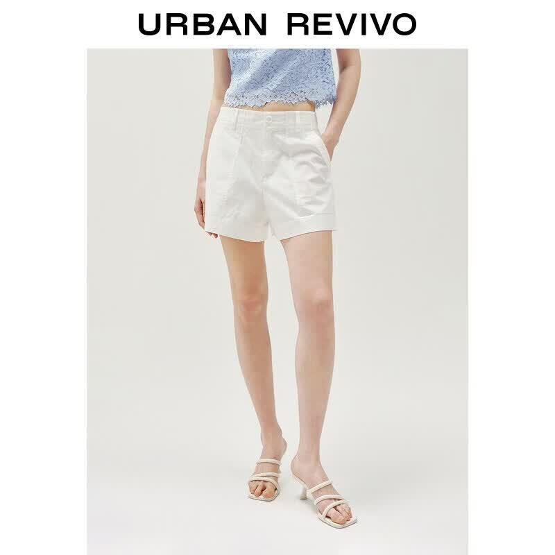 UR Women s Elegant Solid Color Elastic Waist Shorts S