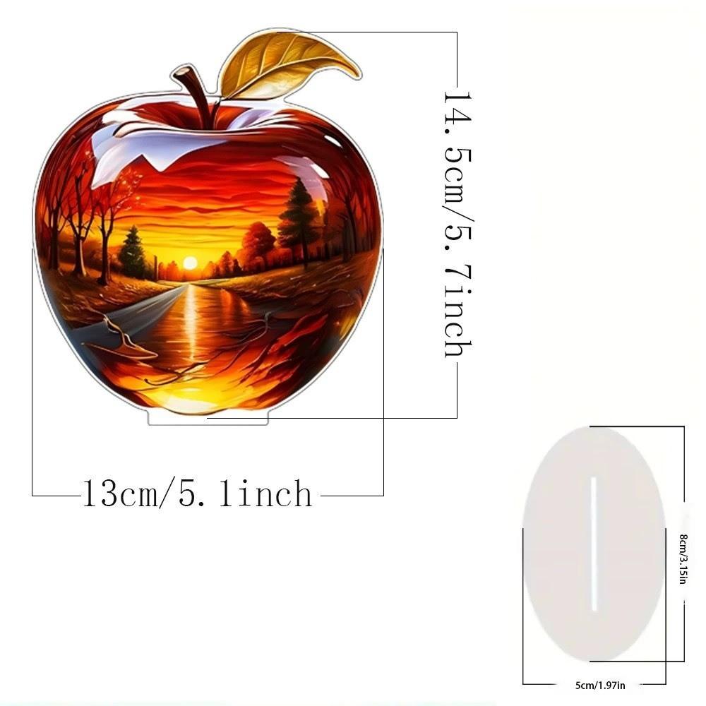 Landscape Pattern Apple Shape Table Ornaments 2D Flat Statue Decor Trendy Crafts Gifts Home Decor