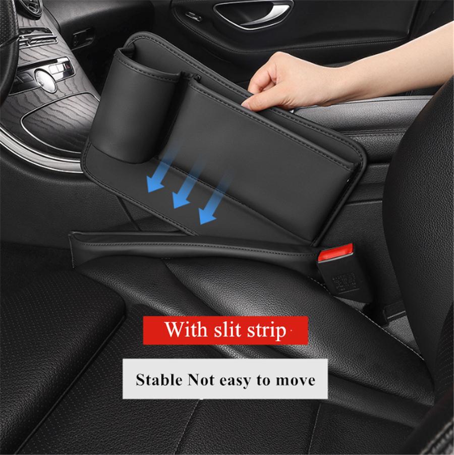 Left Side Car Console Side Seat Gap Crevice Filler Organizer Black w/Cup Holder