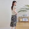Fashion summer short-sleeved shirt set New V-neck shirt printed wide-leg pants two-piece set