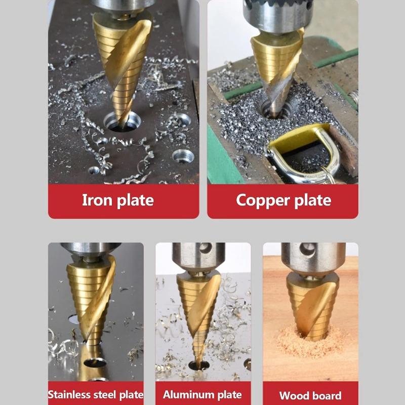 5/1PCS HSS Bearing Steel Step Drill Bit High Speed Steel Single Spiral 4-20 Cone Drill Bit Wood Metal Hole Cutter Drilling Tools