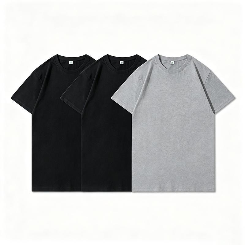 3PCS Summer Cotton T-shirt Men Women T-shirts Fashion Harajuku Short-sleeves Solid Color Tops