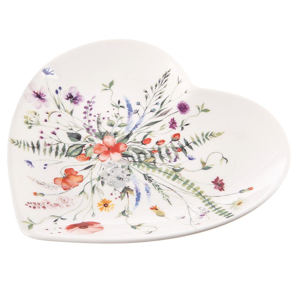 Dessert Plate Small for Cake Porcelain Dessert Flowers Poppies Heart