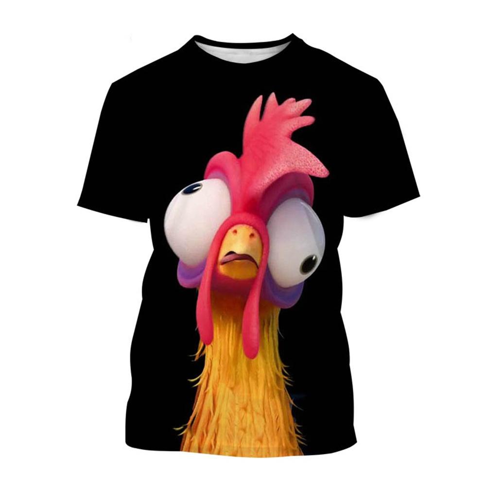 Fashion 3D Printed Cartoon Chicken Pattern T-shirts Street Funny Anime Top Casual Design Short Sleeved Men's and Women's Unisex T-shirts