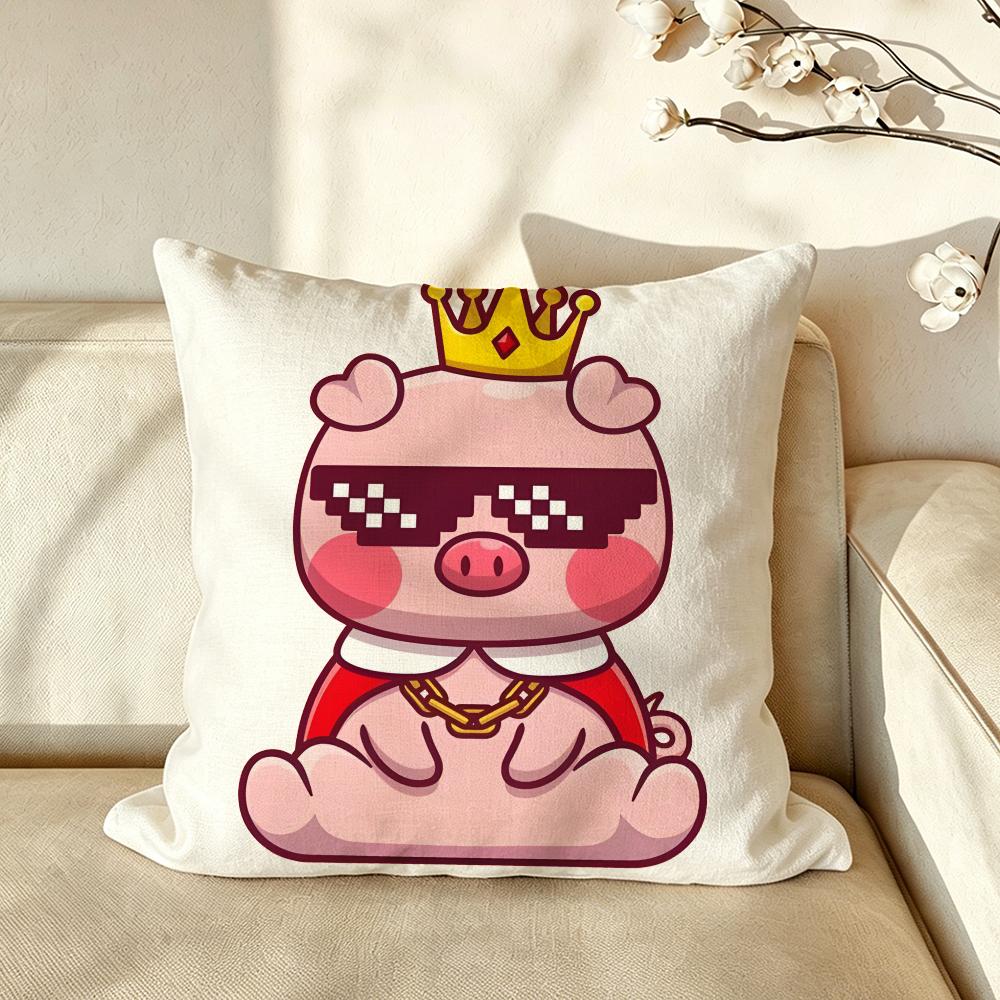 Character CCute PPig Kawaii Cushion Cover Pillow Case Antidustmite Pillowcase Silky Short Plush Sofa Cushion Cover hot