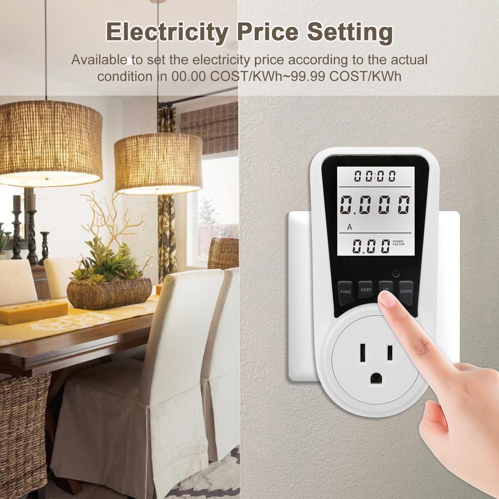 LCD-Display Stromverbrauch Leistungsmesser Steckdose Energie Watt Spannung Ampere Tester Wattzahl KWH