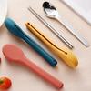 3pcs/set With Silicone Case Children's Tableware Set 304 Stainless Steel Flatware Set  Camping