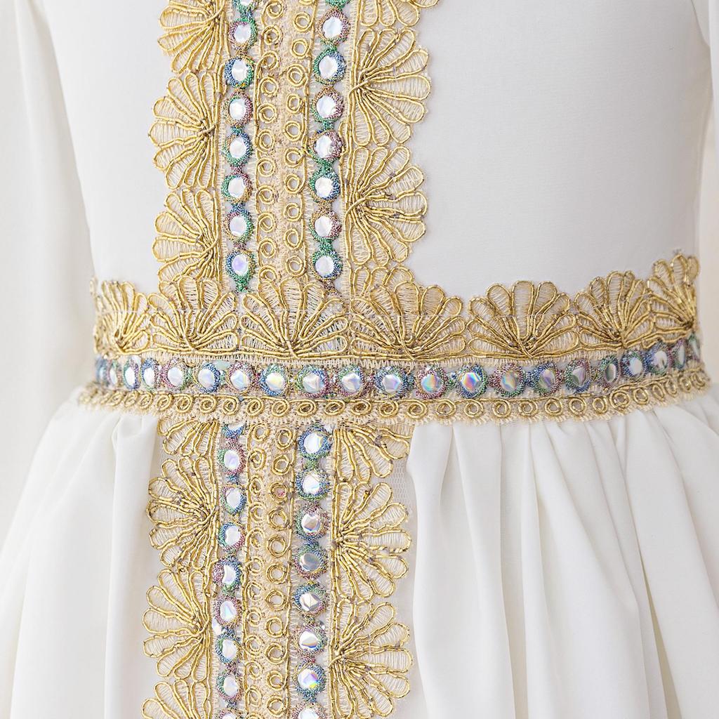 Middle Eastern Embroidered Long Sleeve Muslim Evening Gown for Festivals