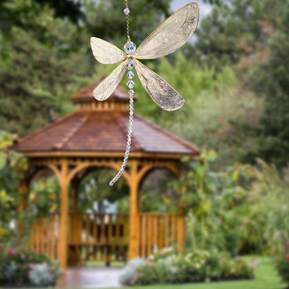 Dragonfly Crystal Suncatcher with Beads, Hanging Ornament for Home, Office, Garden, Car