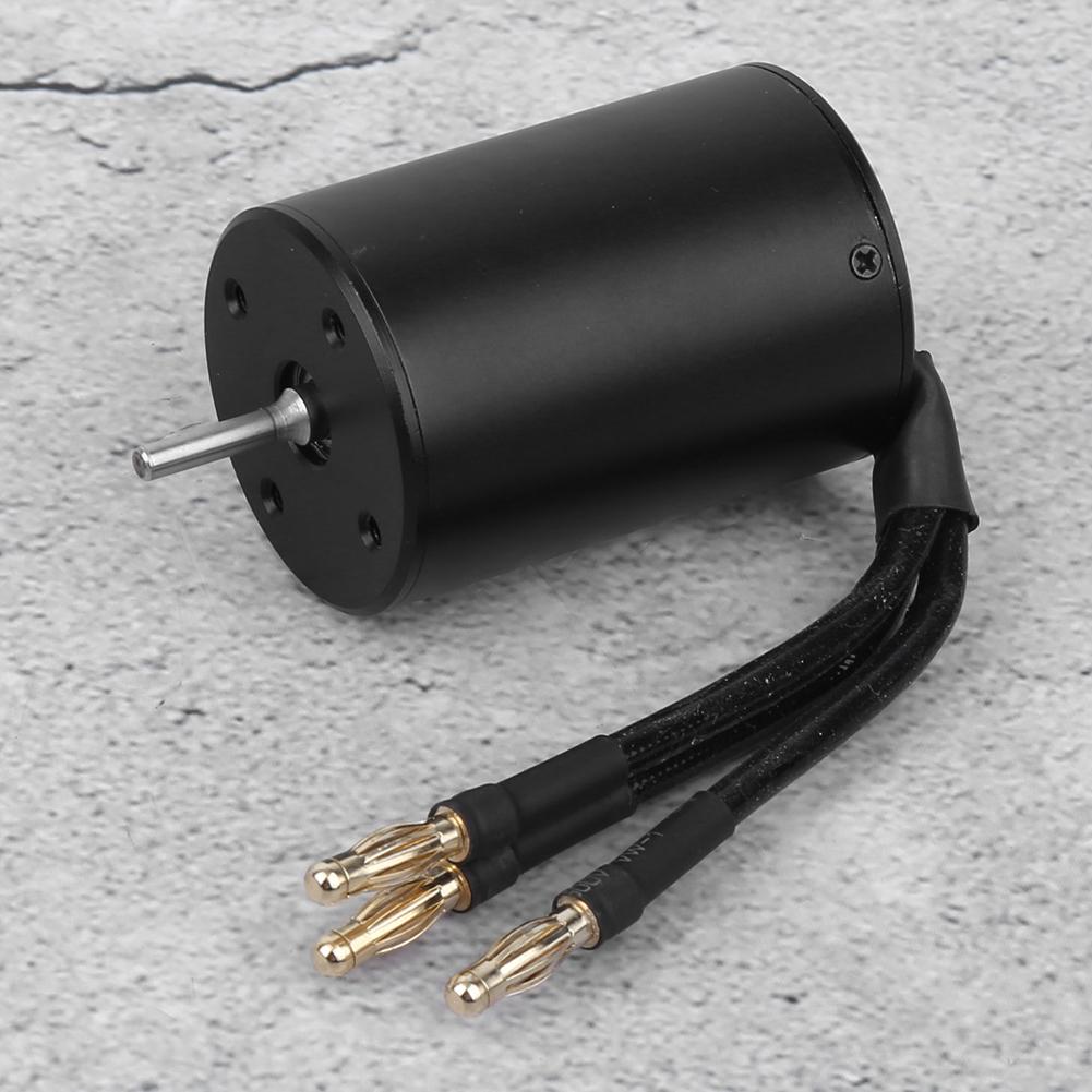 3650 Waterproof 4 Pole NonInductive Brushless Motor Accessory for 1 8 1 10 RC Car (Black)