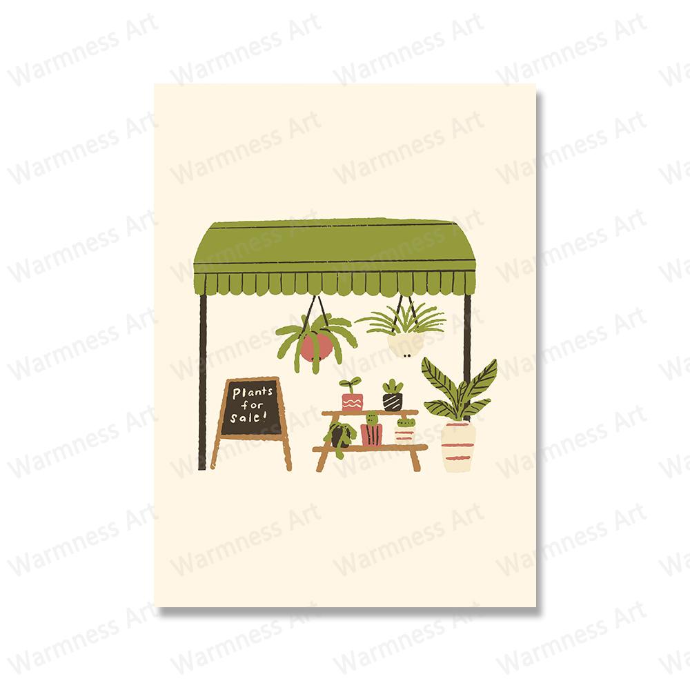 Abstract Flower Botanical Coffee Ice Cream Stand Canvas Painting Posters Nordic Wall Art Prints Living Room Home Decor Pictures