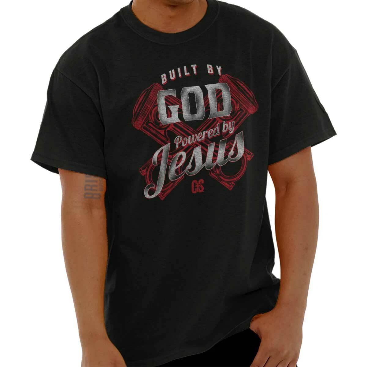 Cool Christian Built By God Powered by Jesus Womens or Mens Crewneck T Shirt Tee XXXXL