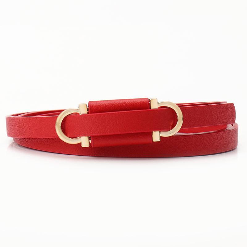 Womens Minimalist Fake Leather Belt With Gold Alloy Buckle For Casual Dress And Sweater Outfits