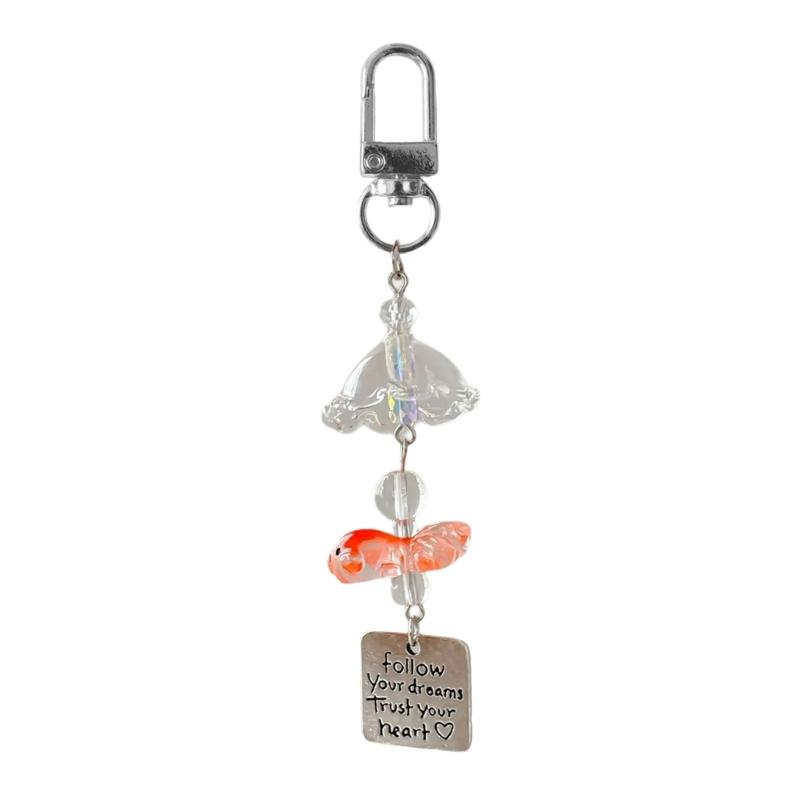 

Handmade Beaded Door Charm Resin Keychain Dreamy Goldfish Designs Decorative Accessory