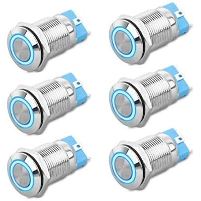 6 X DC 12 V/24 V Kovový západkový tlakový spínač 4kolíkový Auto Rv Nákladní člun Spdt Spínač zapnutí/vypnutí Vodotěsný a samosvorný kulatý námořní spínač