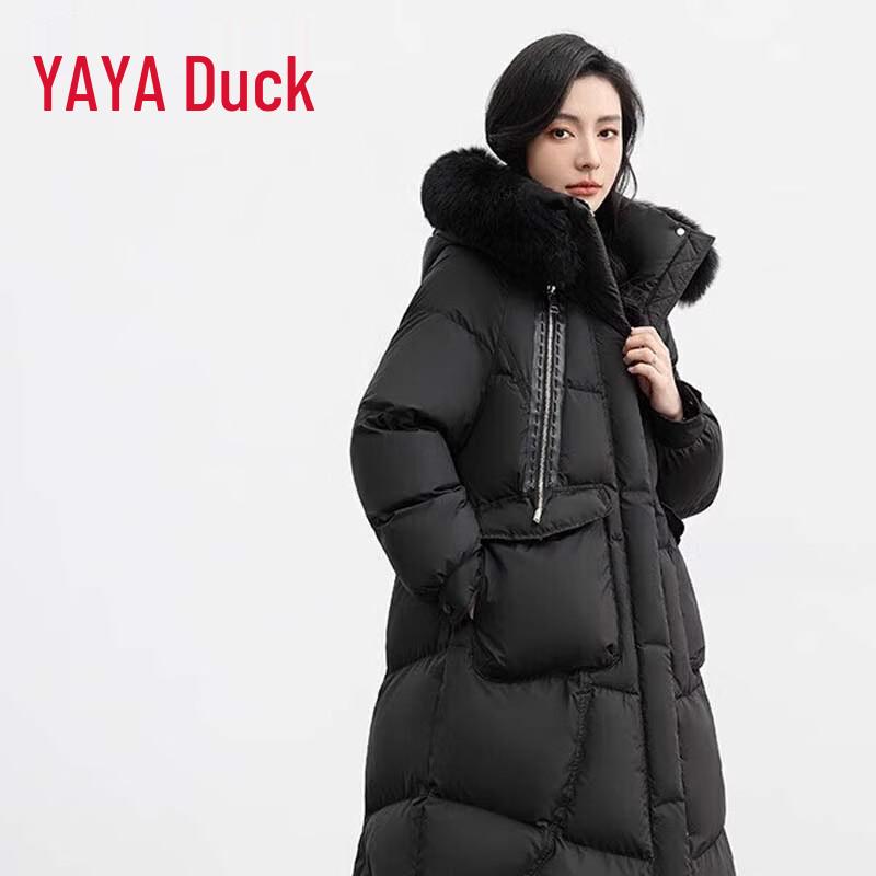YAYA Women's Winter Faux Fur Hooded Down Jacket