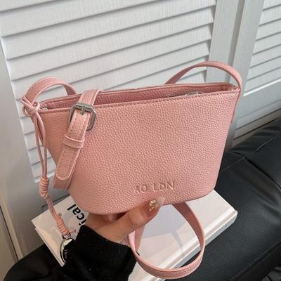 Nova bolsa de ombro tipo balde com padrão de lichia, simples e versátil, bolsa de mensageiro popular para ombro