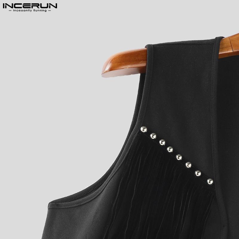 INCERUN Men Gothic Tassel Sleeveless Waistcoat Tank Tops Vest