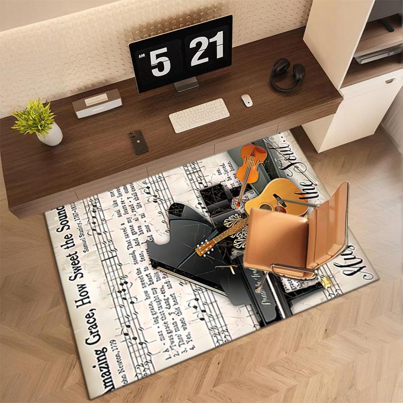 1Pc Piano keys music Printed circular carpet, home door mat, outdoor travel protection carpet A13