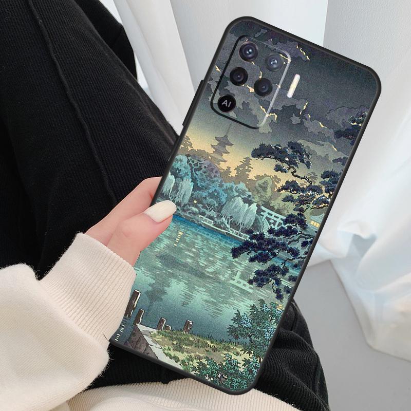 Japanese Ukiyo-e Art Case For Oppo A54 A74 A94 A18 A57 A17 A77 A38 A58 A78 A98 A80 A60 A40 A96 A76 A16 A15 A5 Pro