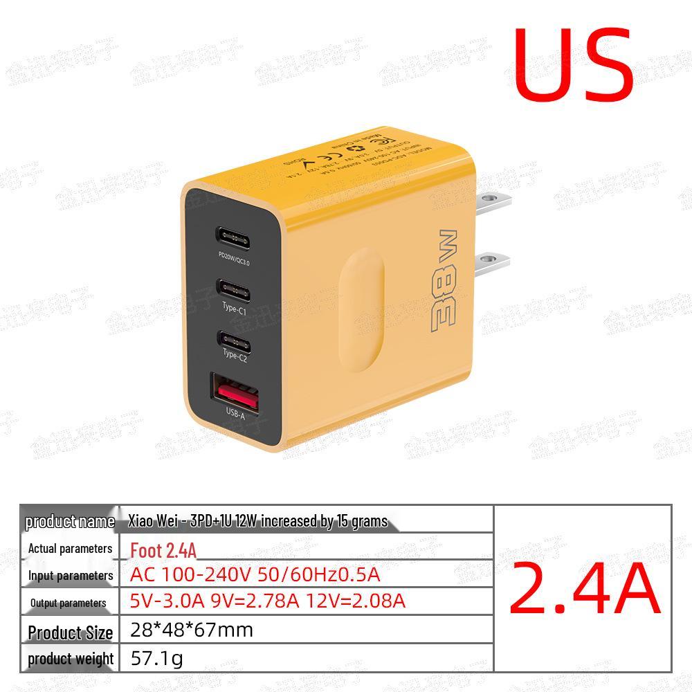 PD 12W USB Multi-Port Fast Charger with EU/US/UK Plugs for Travel