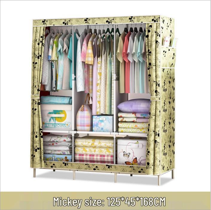 Hile Three-Hanging Steel Frame Fabric Wardrobe - Fashionable, Reinforced, Floor-Standing Storage Solution.