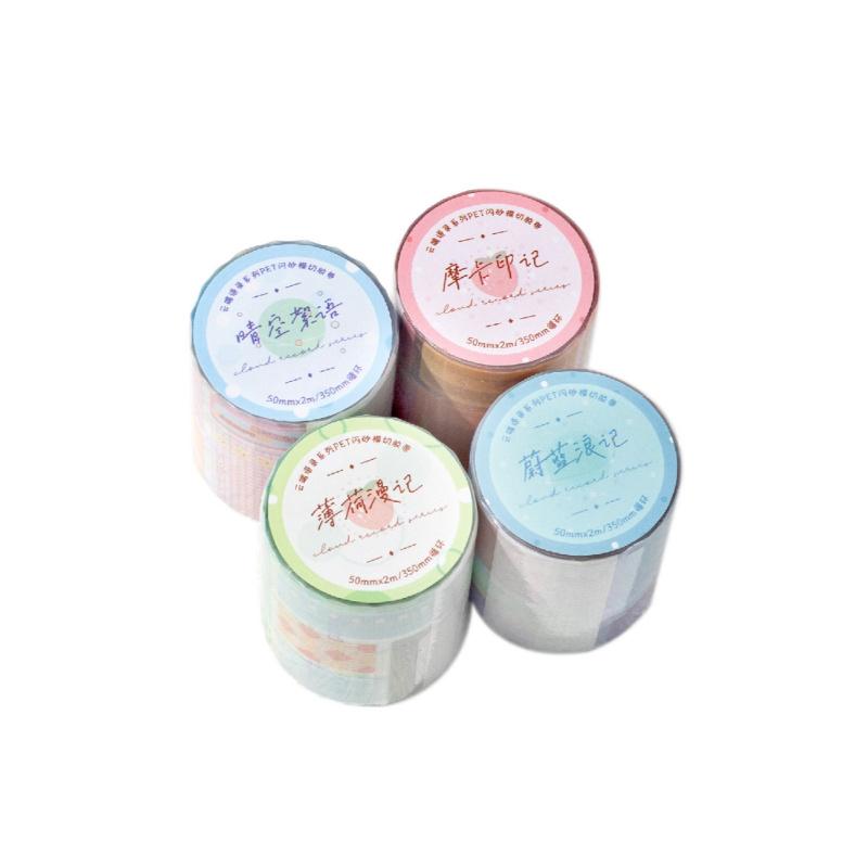 1 Roll PET Glitter Sand Die-Cut Tape Stickers, Note-Style Design for Journal Decoration & DIY