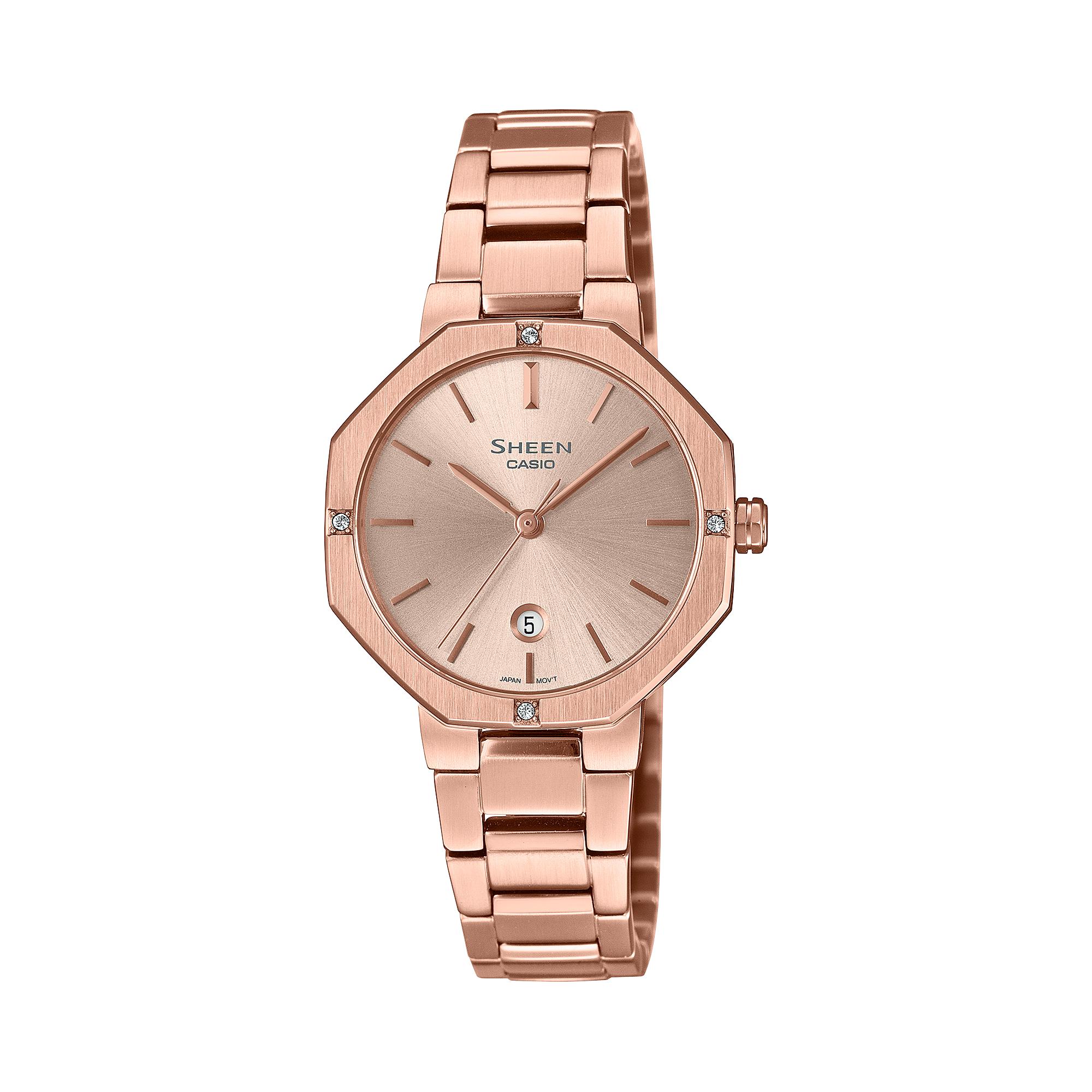 

Casio Sheen Women s Stainless Steel 50M Water Resistant Analog Quartz Watch SHE-4543PG-4A красный