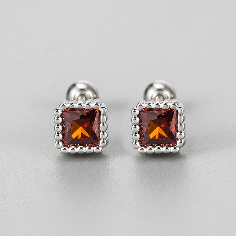 Colorful Zircon Screw Back Stud Earrings For Women Hypoallergenic Sleep Friendly Piercing Care Jewelry