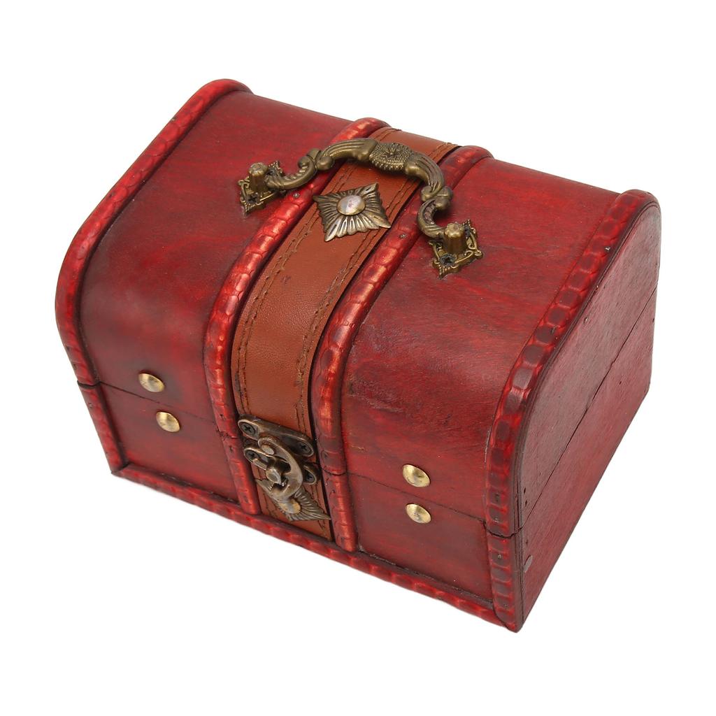 Wooden Storage Box Flip Open Type Vintage Jewelry Organize Case for Earring Coins L Size