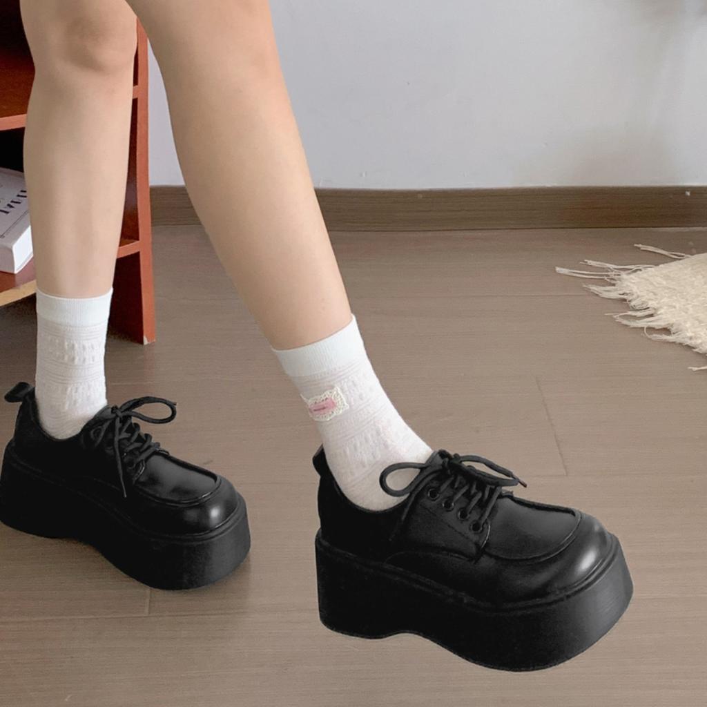Black Retro British Style Platform Small Leather Shoes Women's 2025 New Autumn Versatile Height Increase Soft Sole Mary Jane Single Shoes