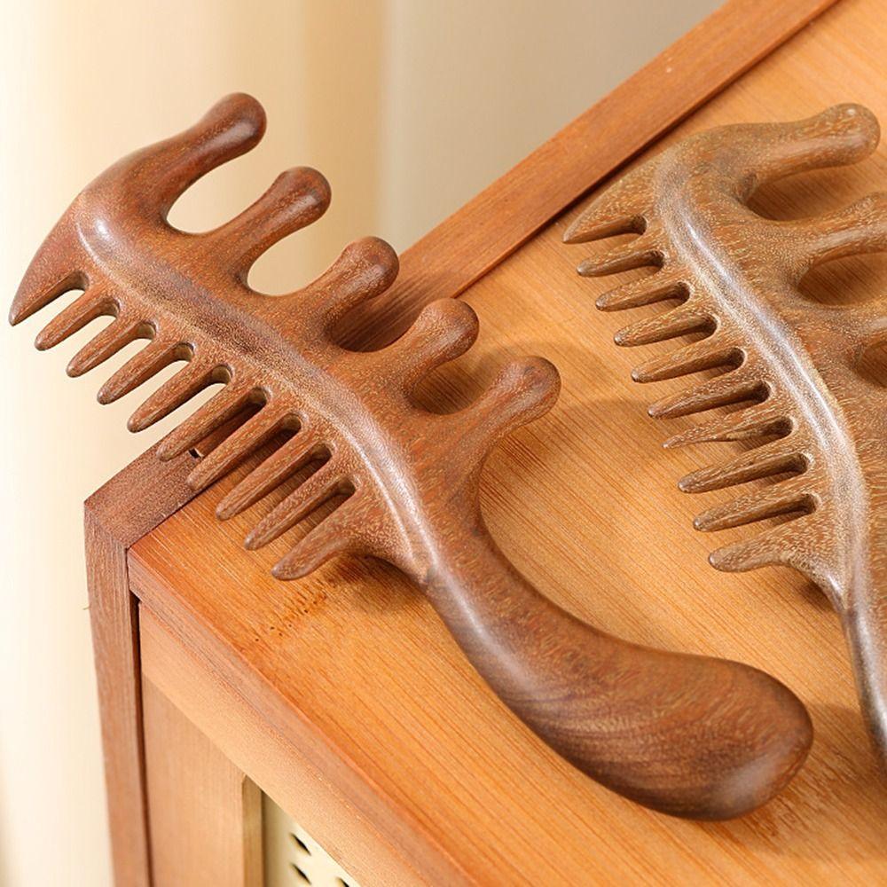 Wide Thick Wooden Scalp Massager 2 in 1 Head Meridian Hair Comb  Hair Care