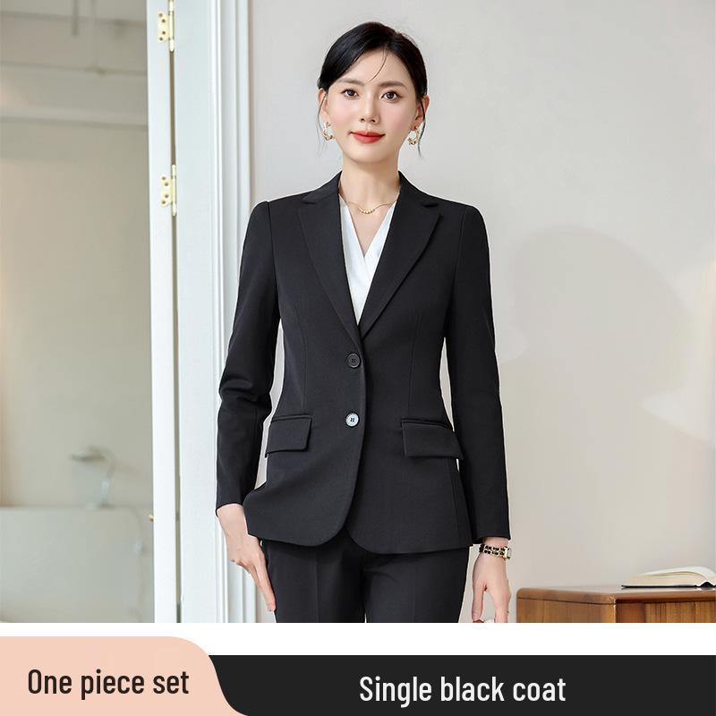 High-End Women's Grey Suit Set - Professional Spring/Autumn Formal Wear for Interviews and Work
