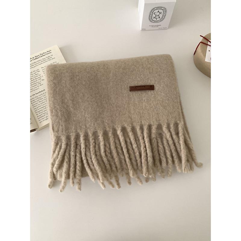 Iceland Sea Salt Blue Scarf for Women Winter Solid Color Versatile Wool Scarf for Men Warm Imitation Cashmere Shawl To Protect Against Cold