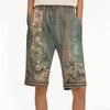 Calças femininas estampadas com bolsos na moda, cintura elástica, shorts casuais