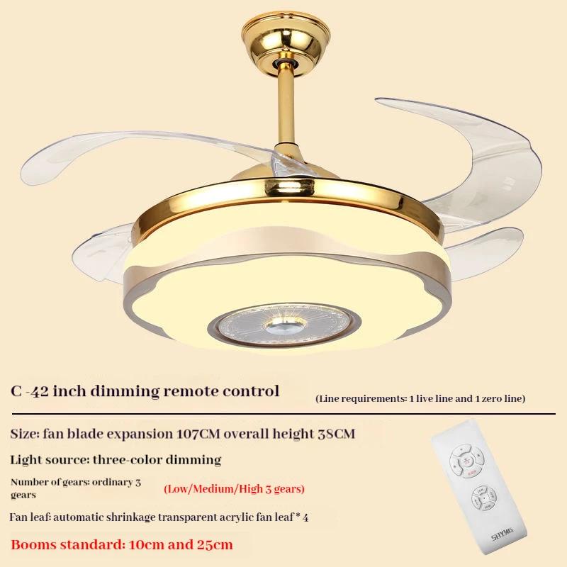 220V Invisible Ceiling Fan Lamps Bedroom Living Room Dining Room Study LED Modern And Minimalist Household Pendant Light