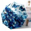 Blue Peacock Garden Outdoor Automatic Umbrella Retractable Design with 8-Rib Durability Lightweight Perfect Gift for Friends Family