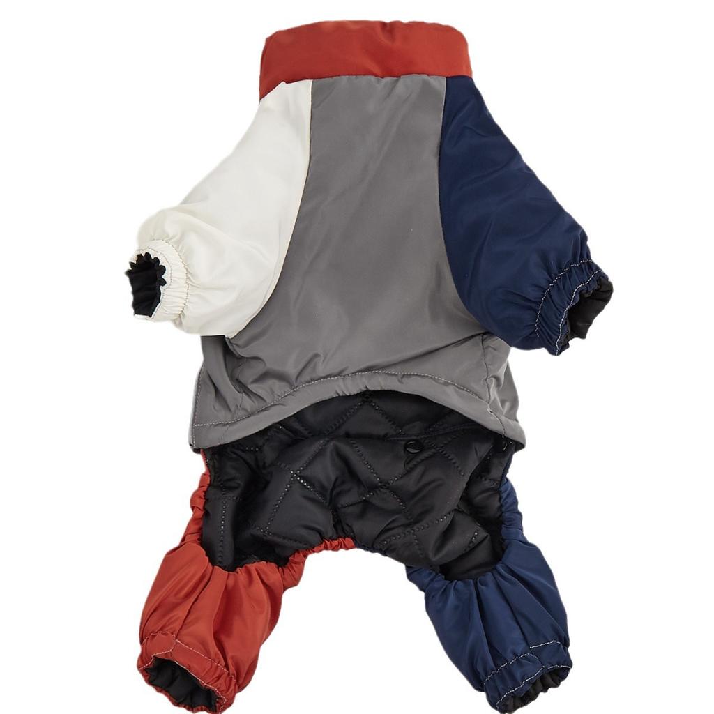 Pet winter new warm clothing, dog three-color outdoor travel with traction ring removable cotton-padded coat
