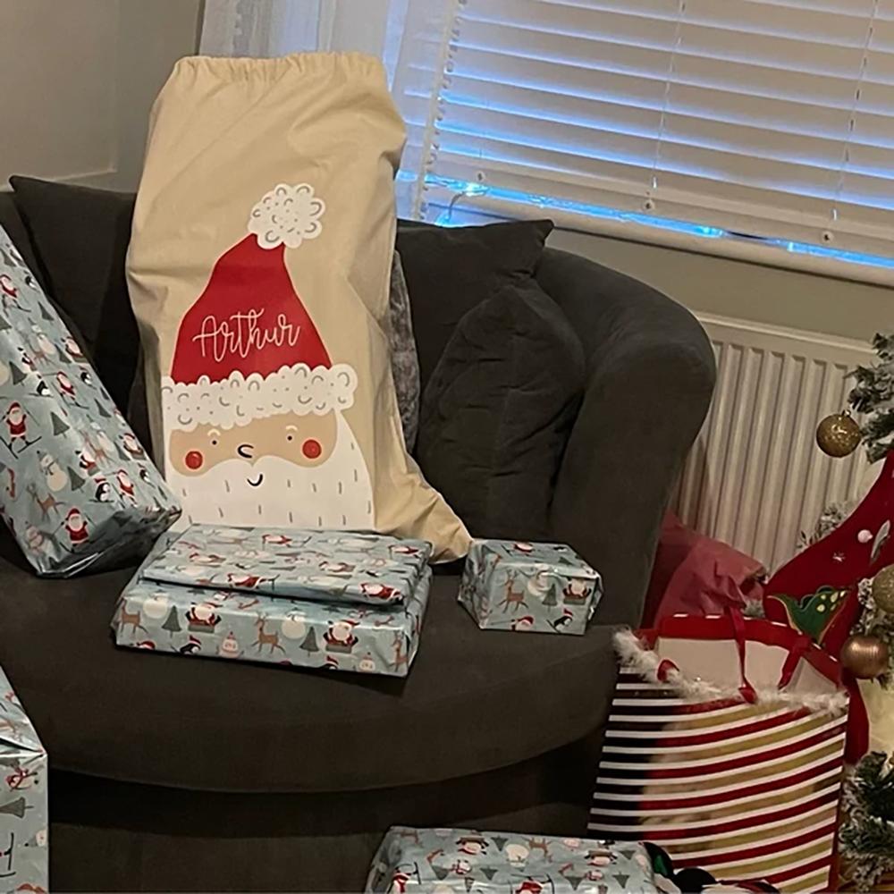 Personalized Christmas Sack Santa Sack Kids Toy Bag Child's Christmas Stocking for Holiday Presents Christmas Tree Decoration